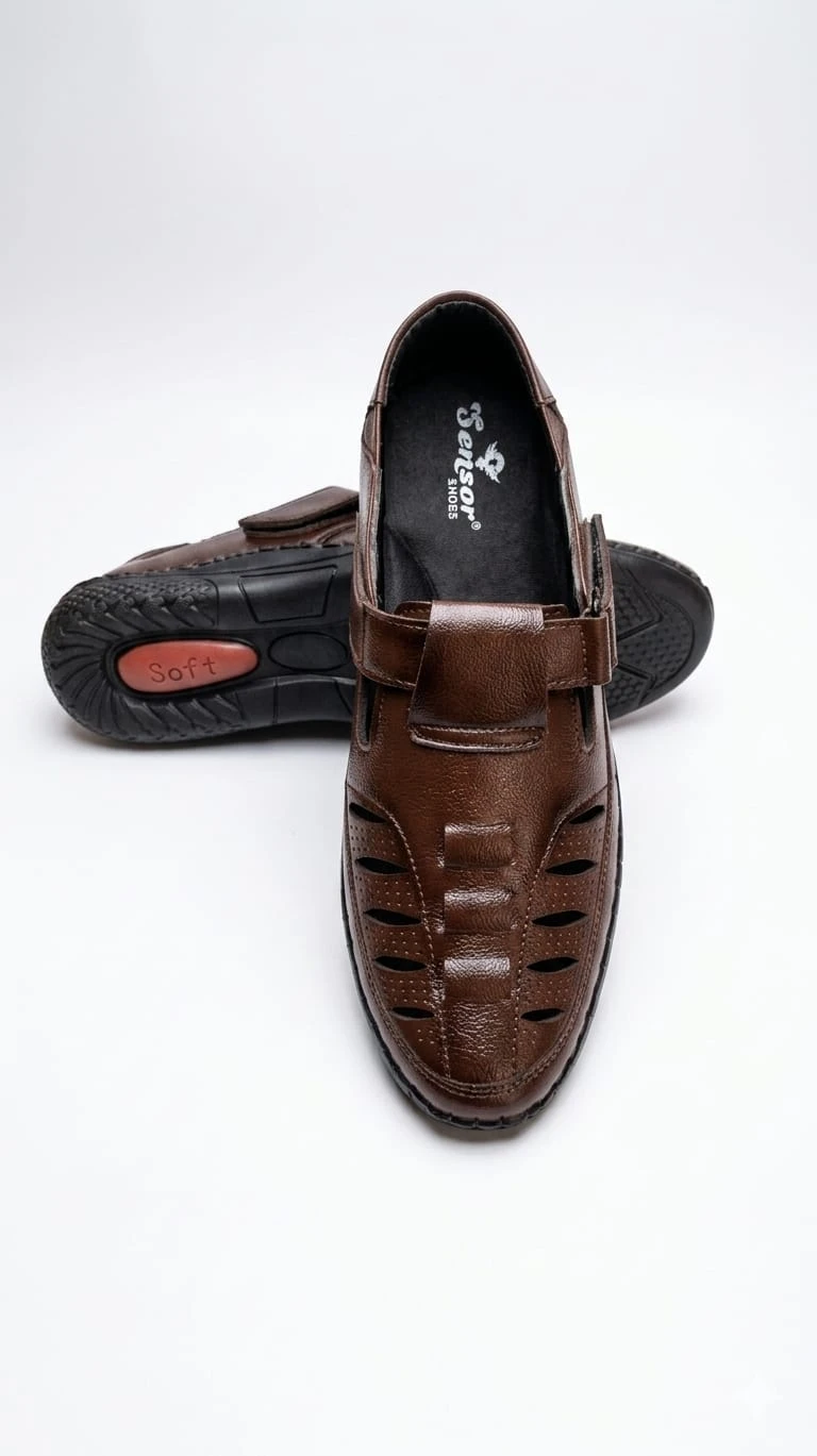 Beriso Men's Synthetic Leather Comfort Sandals – Dark Brown