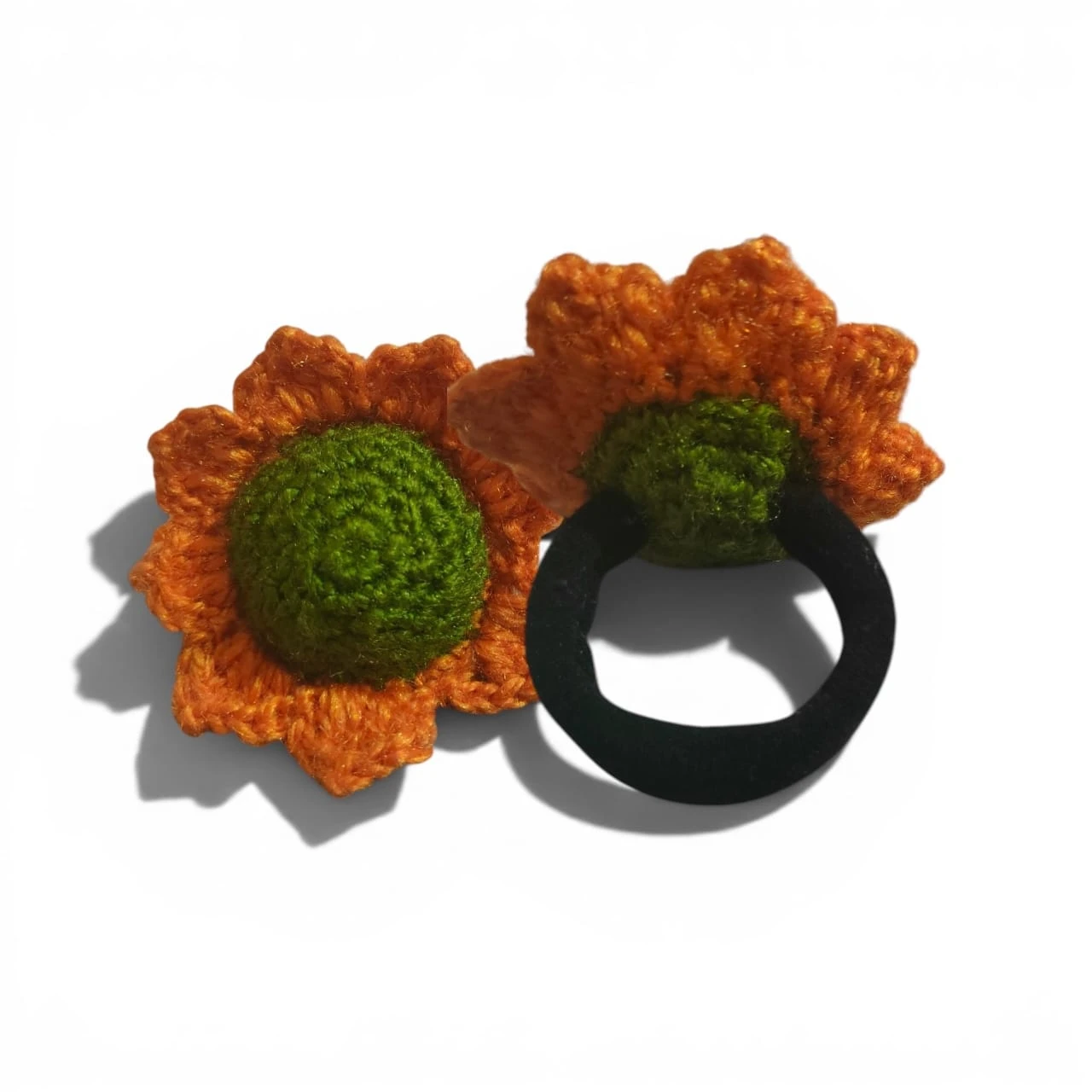 Handmade Crochet Sunflower Hair Rubber Band for Girls & Women | Floral Elastic Ponytail Holder