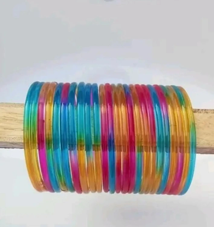 Multicolor Transparent Glass Bangles Set | Stylish Fashion Bangles for Women & Girls