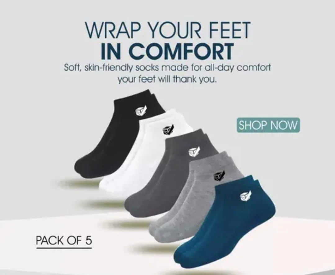 Asrock Men’s Stylish Multicolour Ankle Socks Pack of 5 Pairs