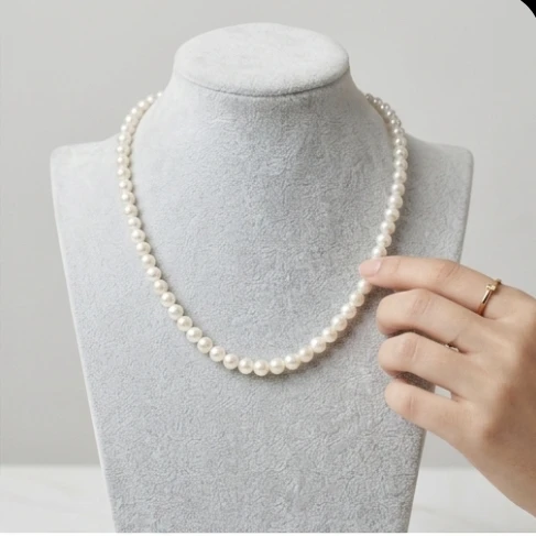 Elegant White Pearl Beaded Necklace for Women & Girls | Classic Pearl Chain | Party, Wedding & Daily Wear Jewelry