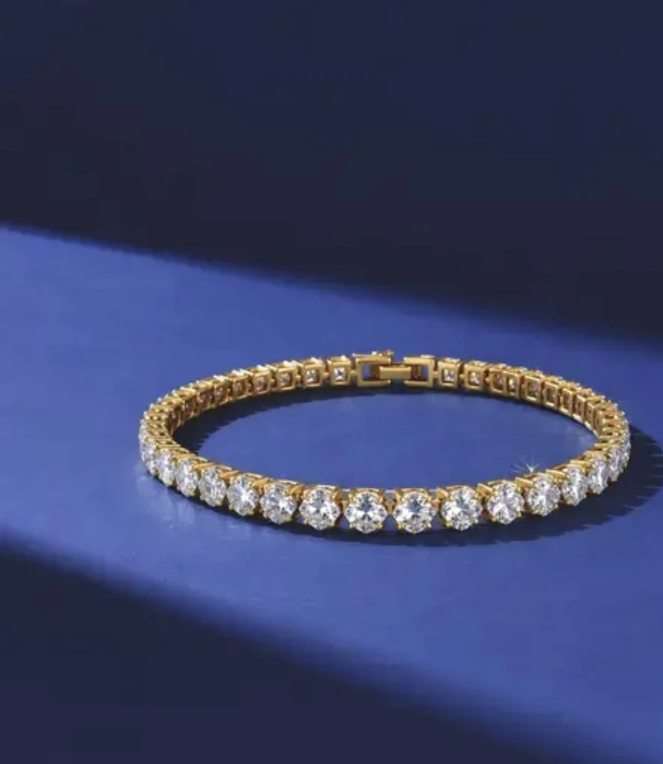 Luxury Gold Plated Tennis Bracelet for Women & Girls | Cubic Zirconia Crystal Bracelet | Elegant Party Wear Jewelry