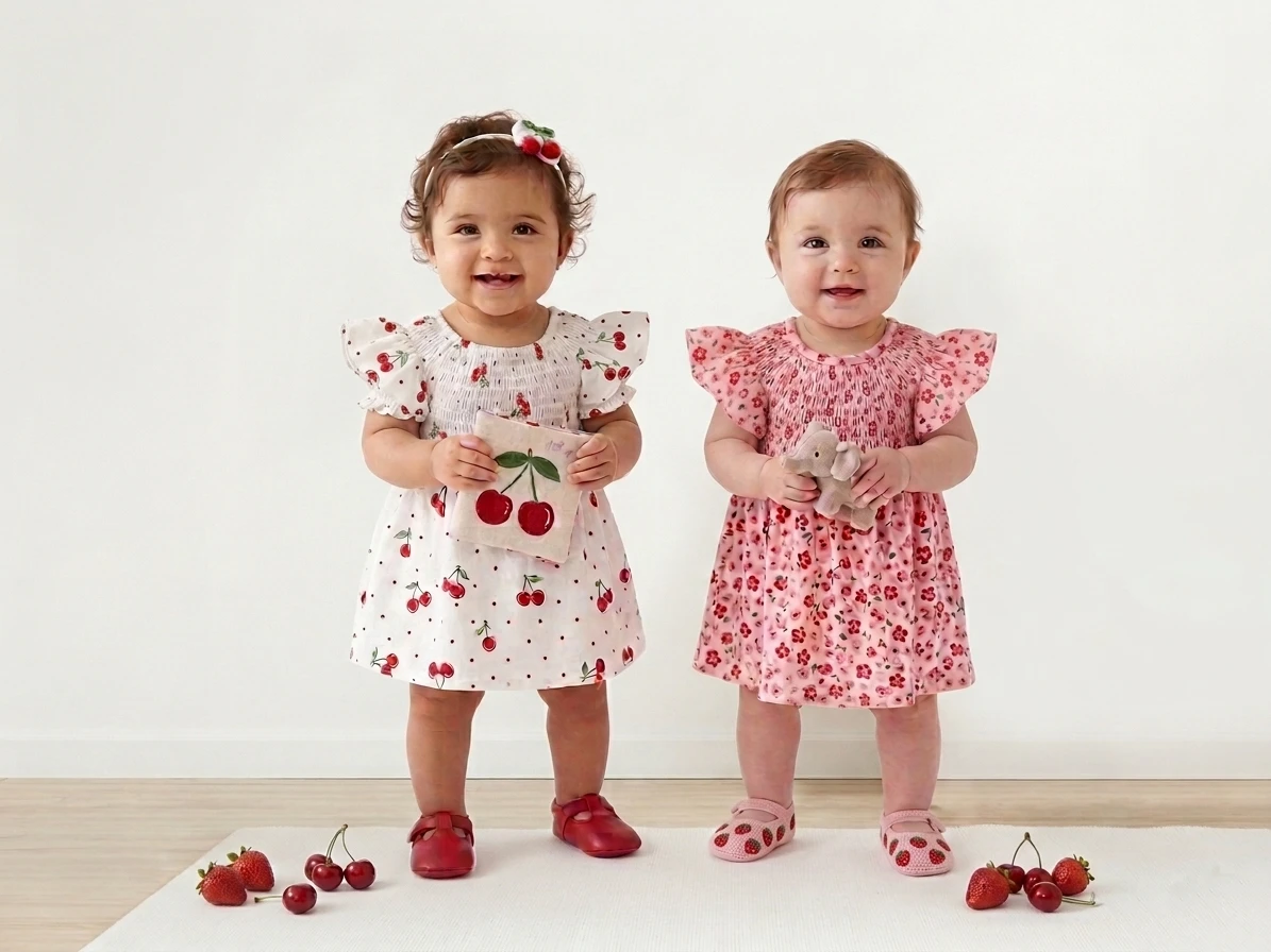 Baby Girls Cotton Frock Printed Dress Combo Pack of 2 | Soft & Comfortable Floral Printed Frock Set | Stylish Casual Wear for Kids