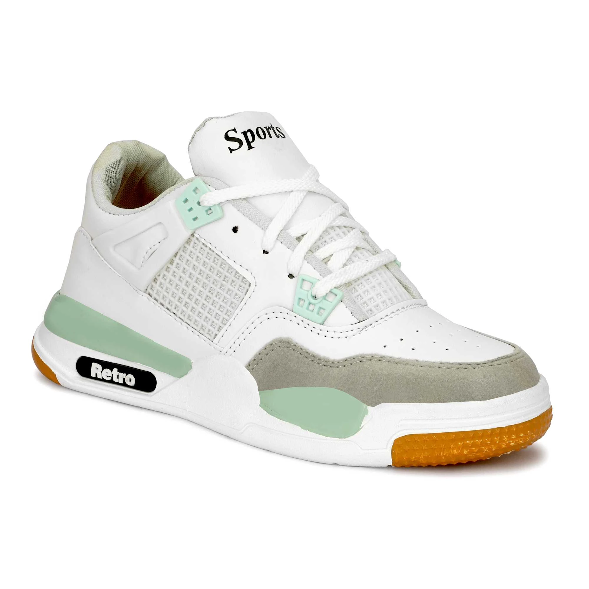Retro Sports Chunky Sneakers – Stylish White & Pastel Green Athleisure Shoes