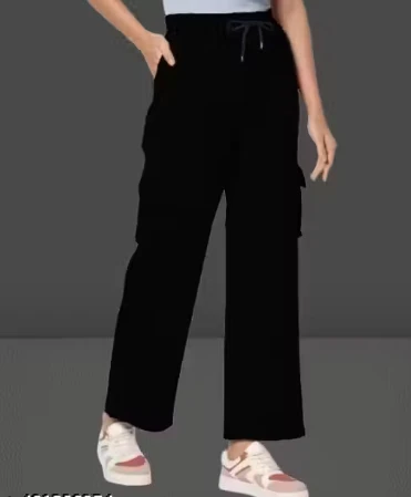 Women's High Waisted Wide Leg Cargo Trackpants | Loose Fit Lavender Sweatpants with Drawstring and Flap Pockets | Casual Sports & Lounge Wear Trouser