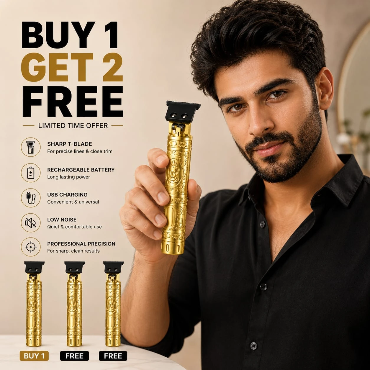 Stylish Golden Trimmer Buy 1 Get 2 Free