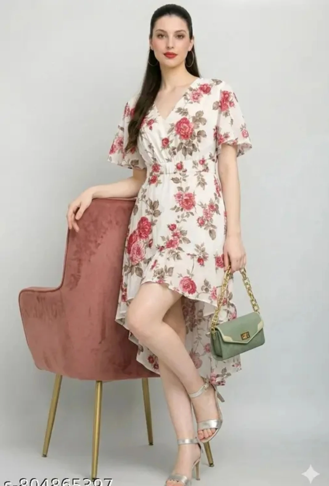 Elegant Floral High-Low Summer Dress