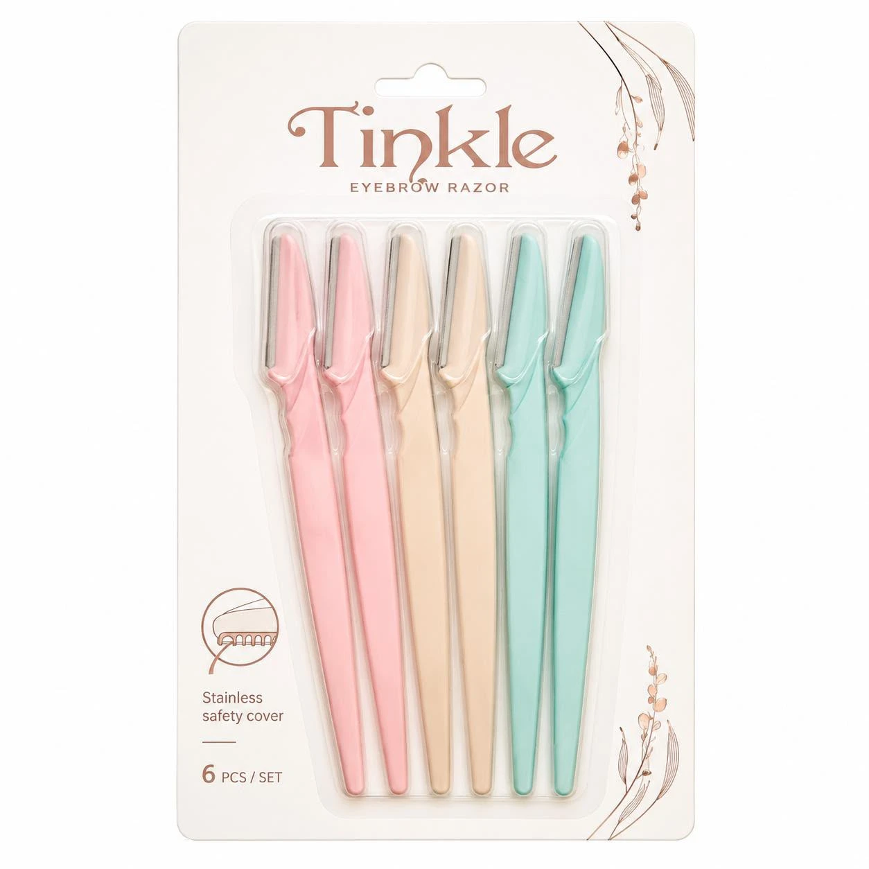 Tinkle Eyebrow Razor Pack of 6 | Stainless Steel Safety Blade | Facial Hair Remover & Eyebrow Trimmer for Women