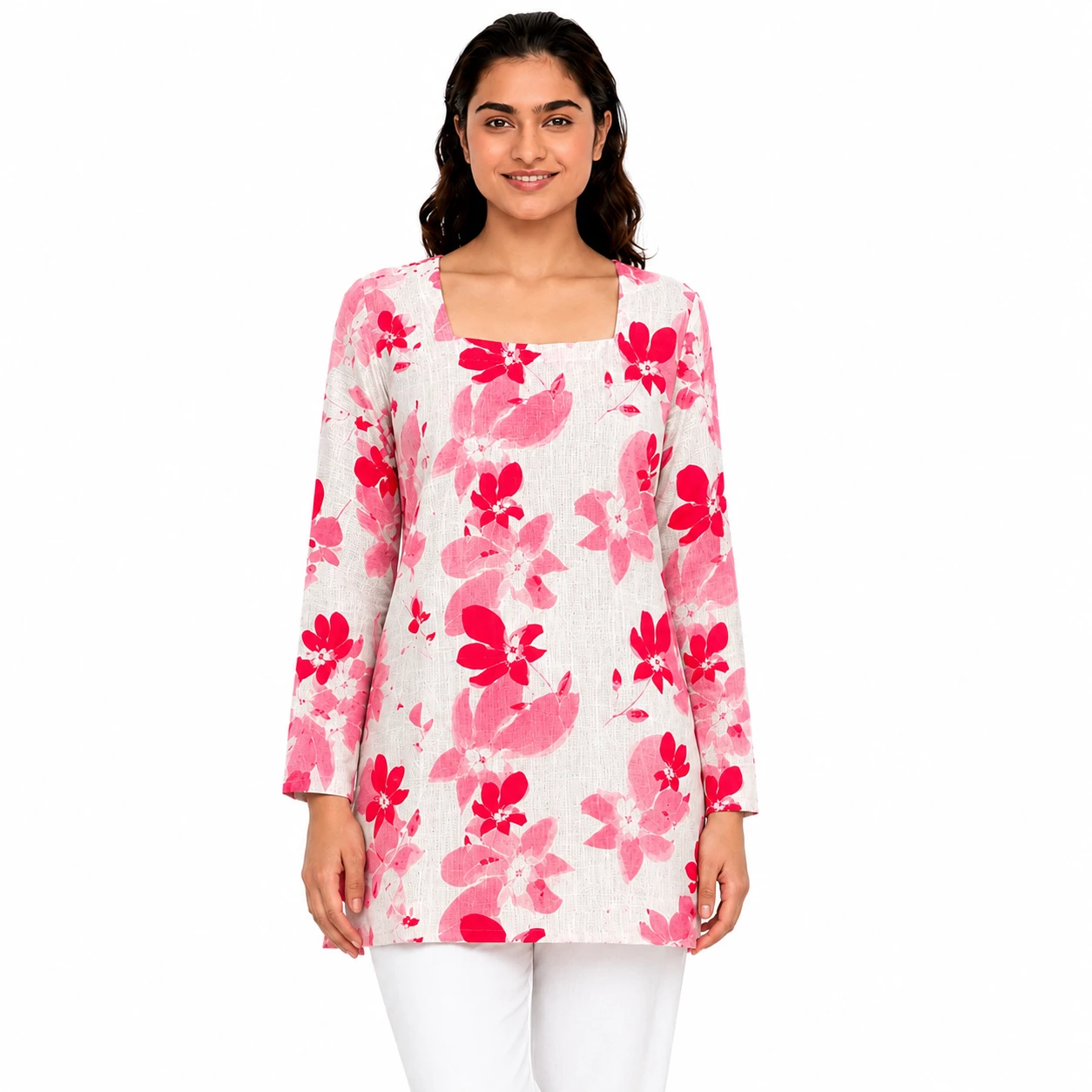PINK FLORAL KURTI