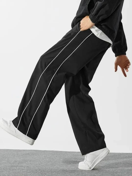Trendy Sporty Men's Double White Side-Stripe Track Pants