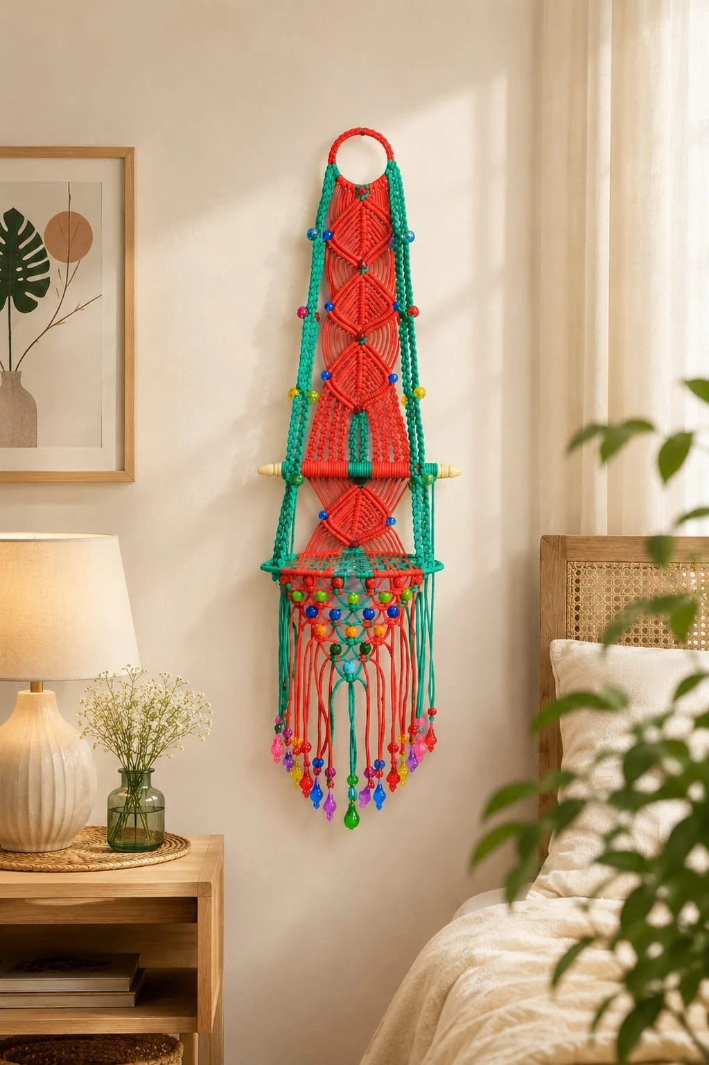 Macrame Teddy Jhula Red and Green
