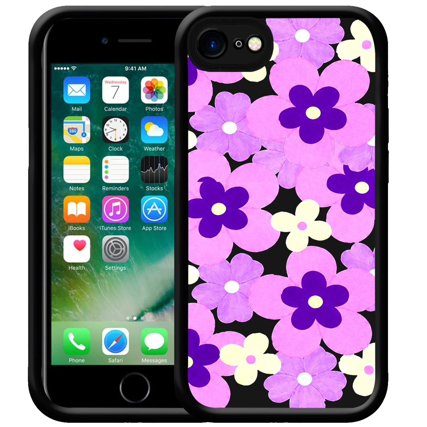 Purple & Pink Floral Printed Mobile Back Cover