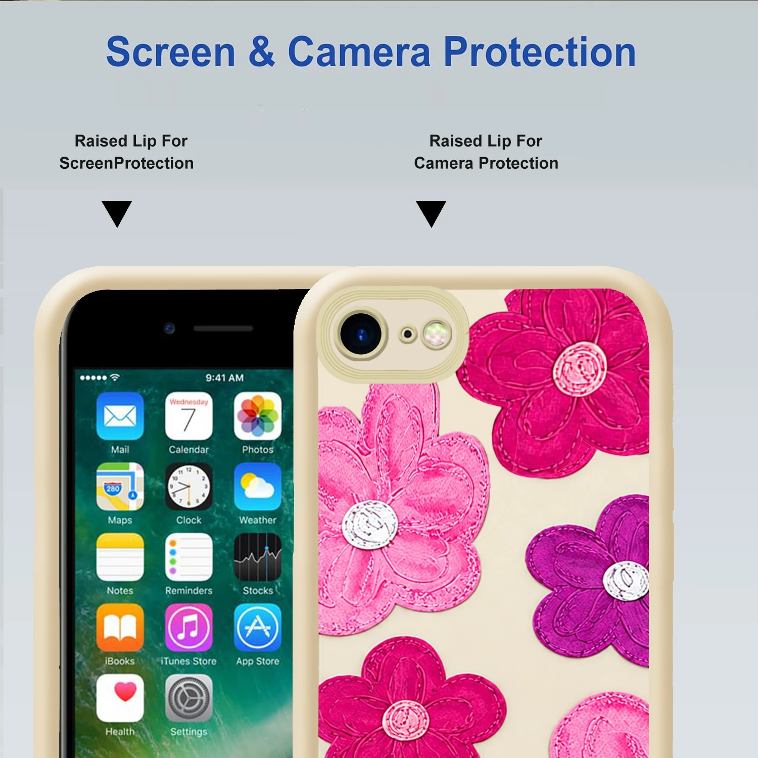 Purple Floral Printed Mobile Back Cover