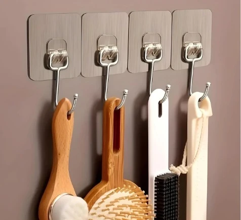 PAVITYAKSH HOOK PIPE HOLDER 6PCS Self Adhesive Curtain Rod Holder Hooks Hook 1 (Pack of 6)