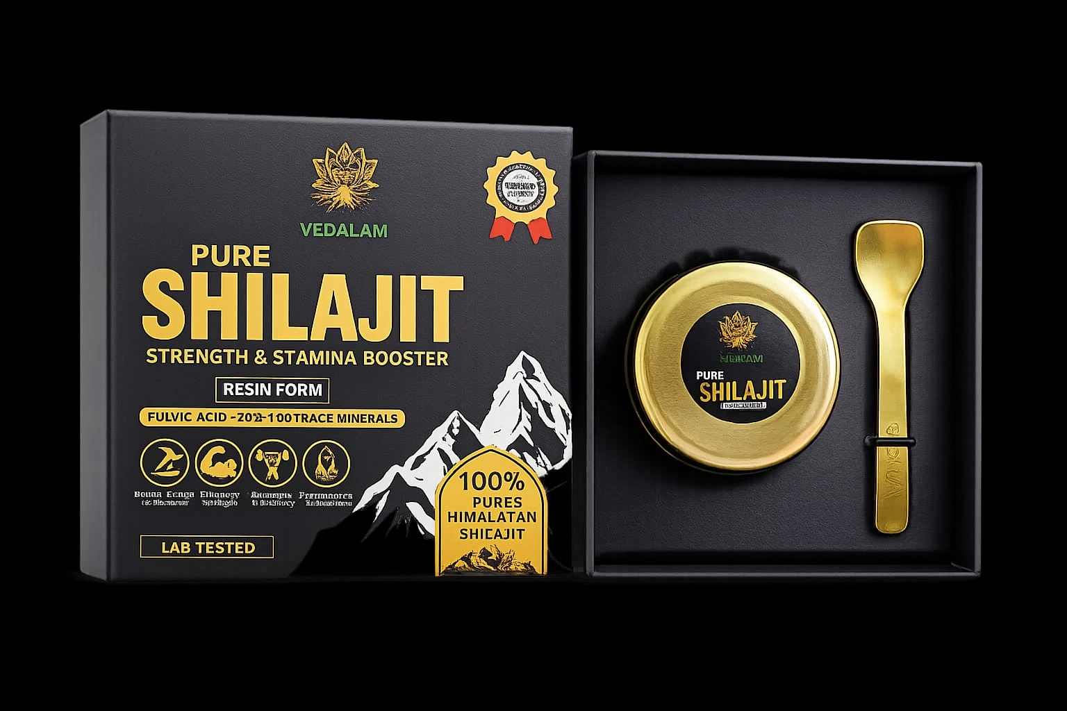 VEDALAM™ Pure Himalayan Shilajit Resin | Natural 70% Fulvic Acid & 80 Trace Minerals | Premium Resin Form | Supports Energy, Strength & Stamina | Lab Tested Quality