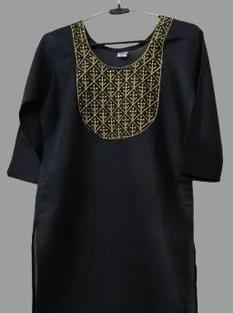 Very Pretty Black Women's Embroidered Kurti.