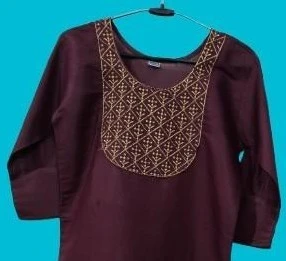 Classic Brown Women's Embroidered Kurti.