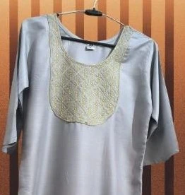 Ethnic Grey Women's Embroidered Kurti
