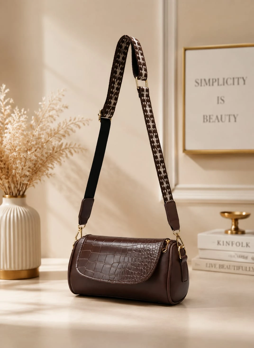Women's Crocodile Pattern PU Leather Shoulder Bag | Vintage Crossbody Sling Bag with Adjustable Strap