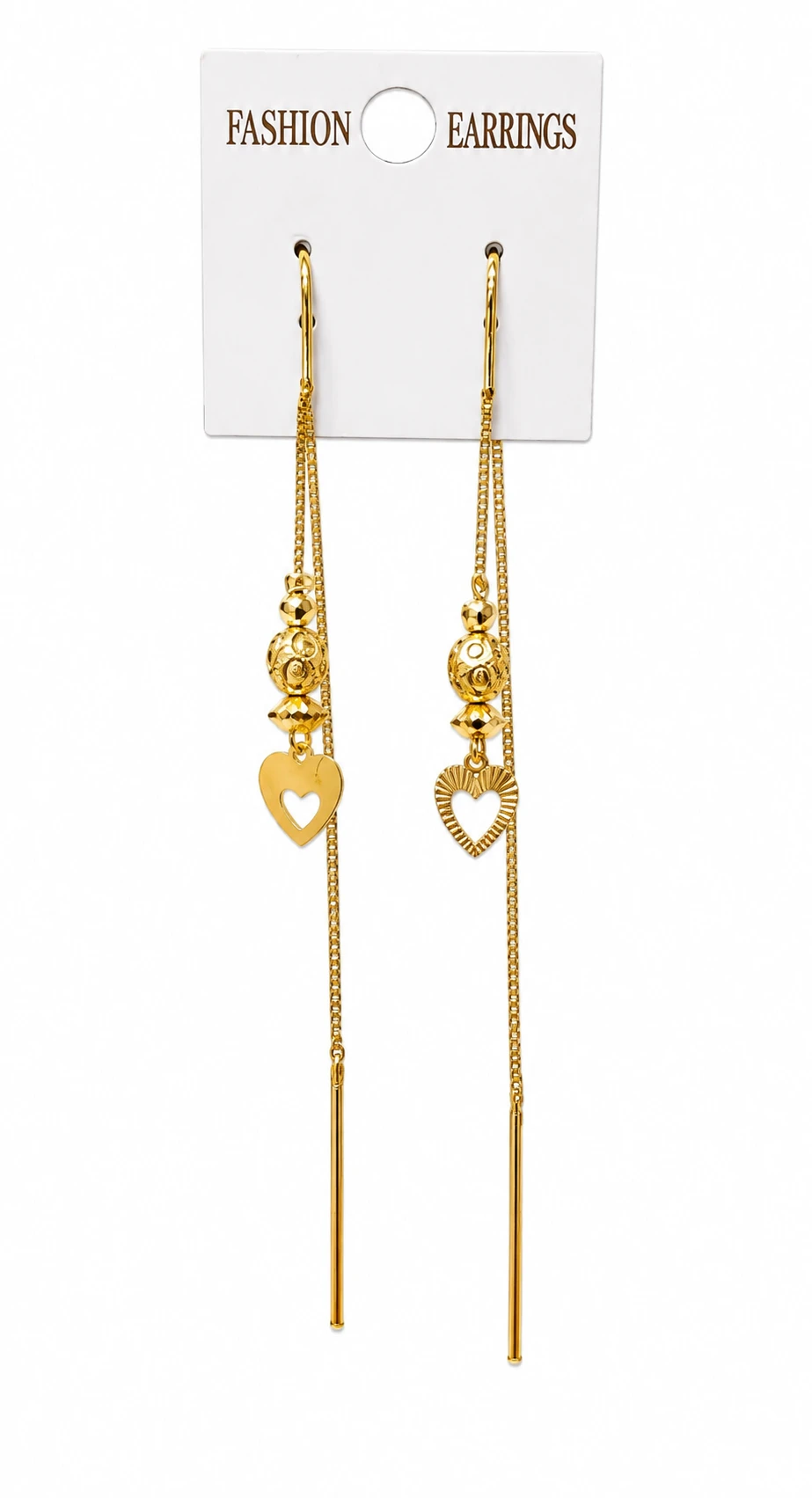 Gold Plated Long Chain Heart Tassel Drop Earrings for Women & Girls | Stylish Dangle Earrings
