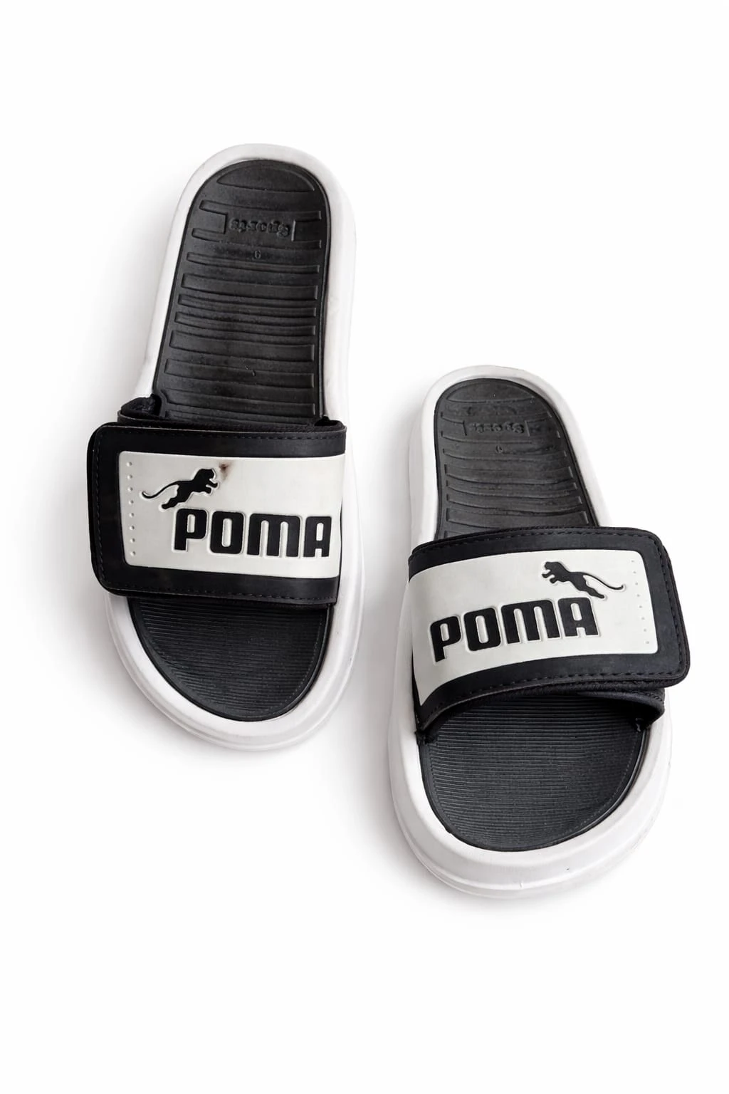 Men's Black & White Comfort Slide Slippers
