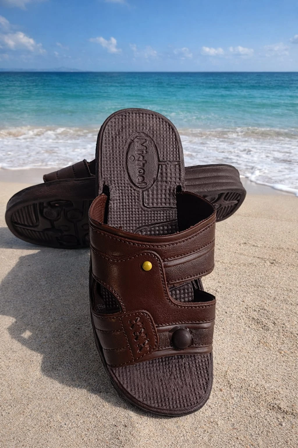 Men's Brown Comfort Casual Slide Sandals | Soft Cushioned Slip-On Slippers | Daily Wear