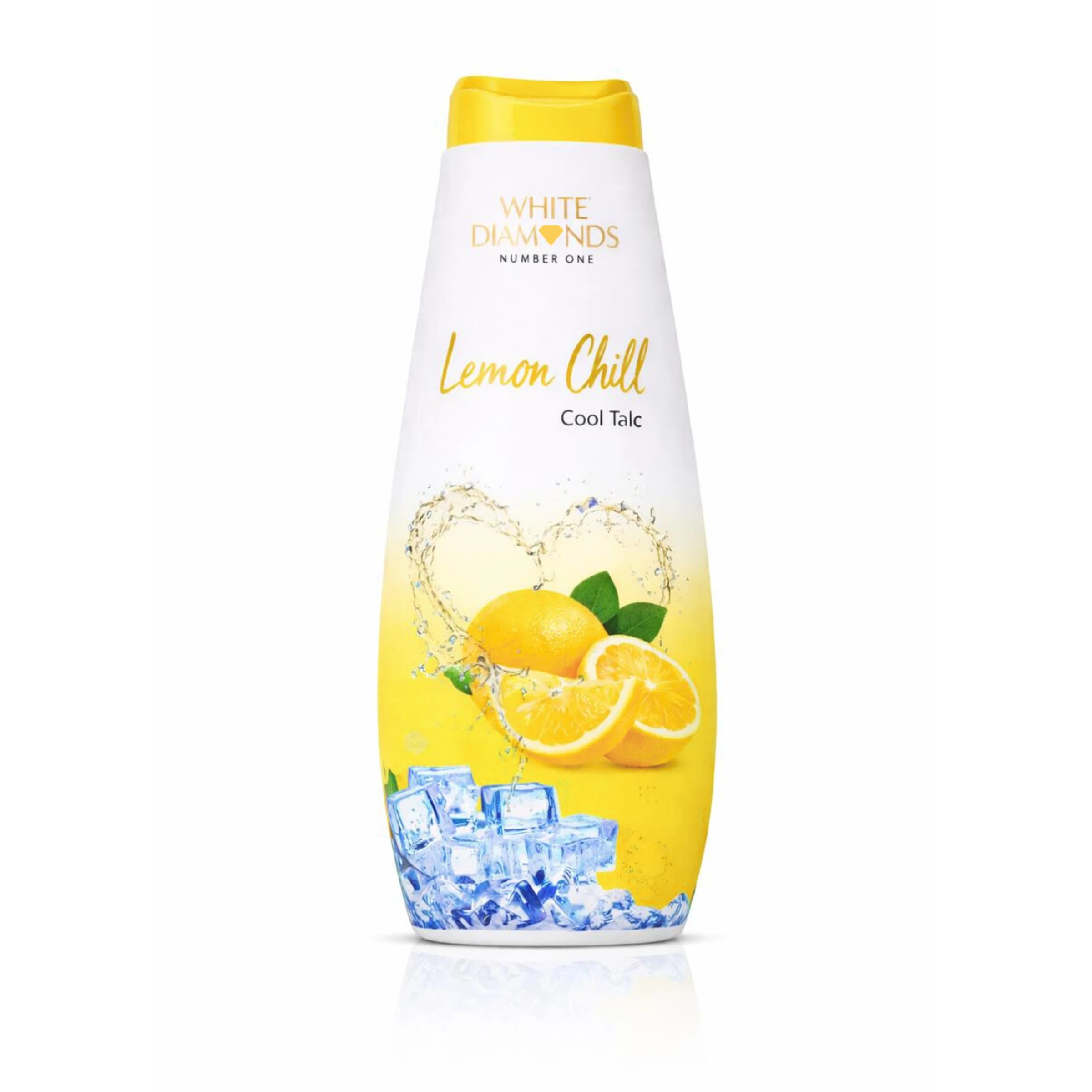 White Diamonds Lemon Chill Cool Talcum Powder 300g | Instant Cooling Talc | Refreshing Lemon Fragrance | Long-Lasting Freshness & Sweat Control | Soft & Smooth Skin for Men & Women