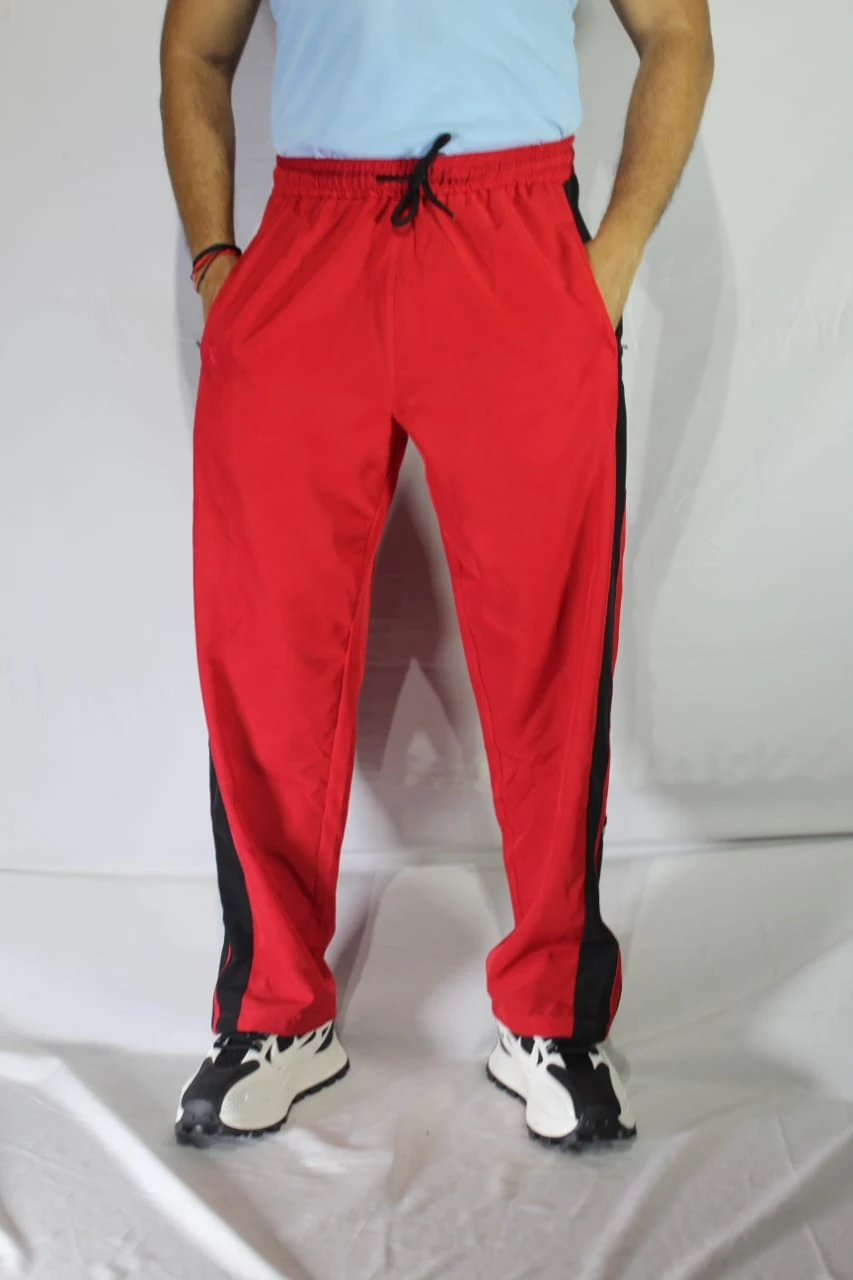 Men's Gym Lower | Red with Black ColorBlocked | NS Lycra - Polyester| Lightweight | Ankle Zip | Active Wear - Bite&Style