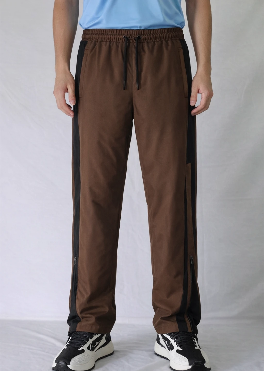 Men's Two Tone Track Pants | Colour Block Lower | Relaxed Fit | Ankle Zip | Polyester Lycra Fabric | Running, Workout & Casual Wear