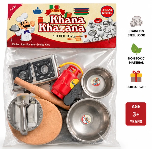 Premium Kids Kitchen Set with Utensils | Pretend Play Cooking Toy | Mini Chef Play Set for Girls & Boys