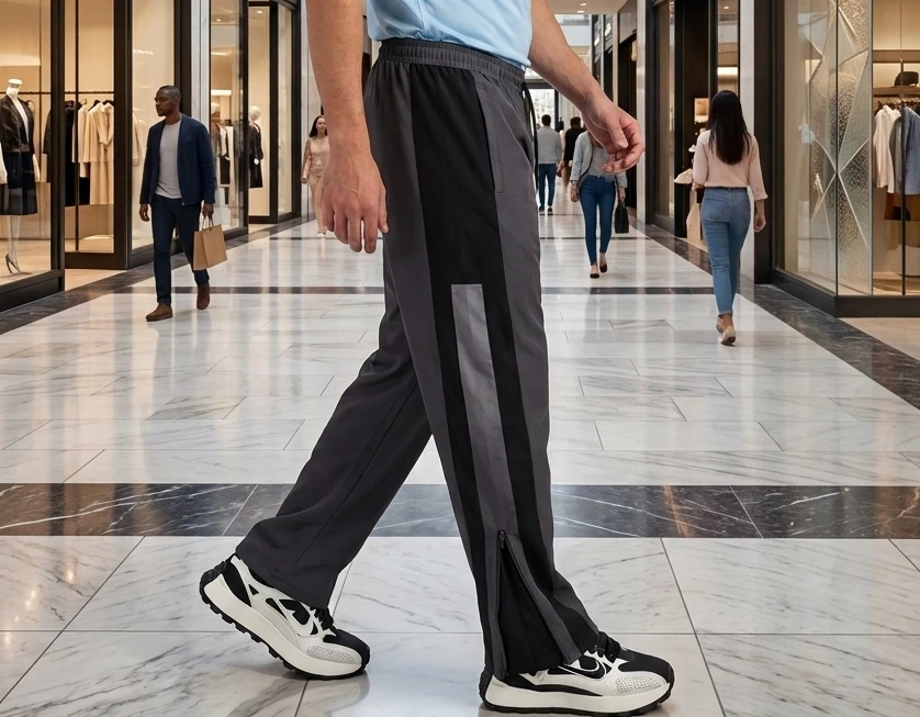 Men's Track Pants | Dark Grey Colorblock | Polyester NS Lycra | Relaxed Fit | Ankle Zip | Gym & Sports Lower