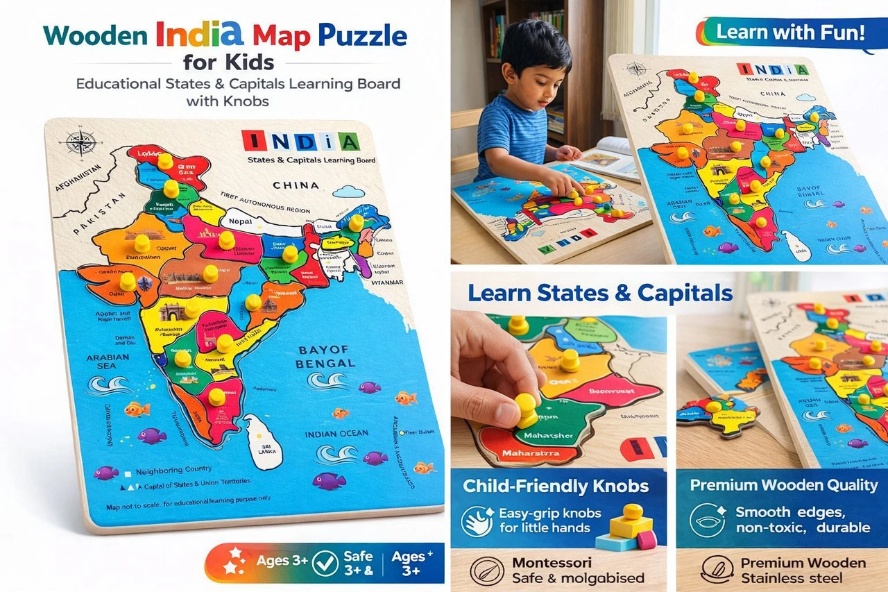 India/indian States and capital Learning Geographical Map Board Puzzle for kids (16 Pieces)
