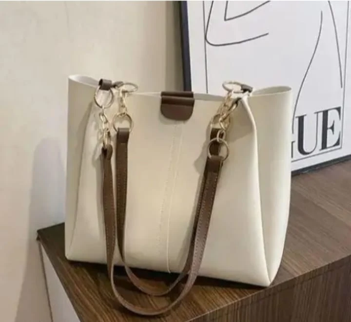 Women White Tote Handbag | Stylish Spacious Shoulder Bag for Ladies