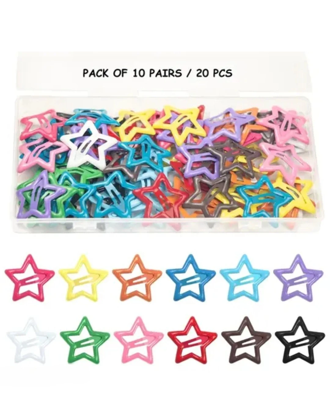 Pack of 20 piece Plain metal star hair clips kids and girls