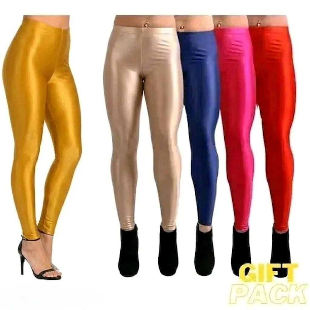 Women's Shiny Metallic Lycra Leggings Combo Pack of 5 | High Waist Stretchable Slim Fit Fashion Tights | Multicolor