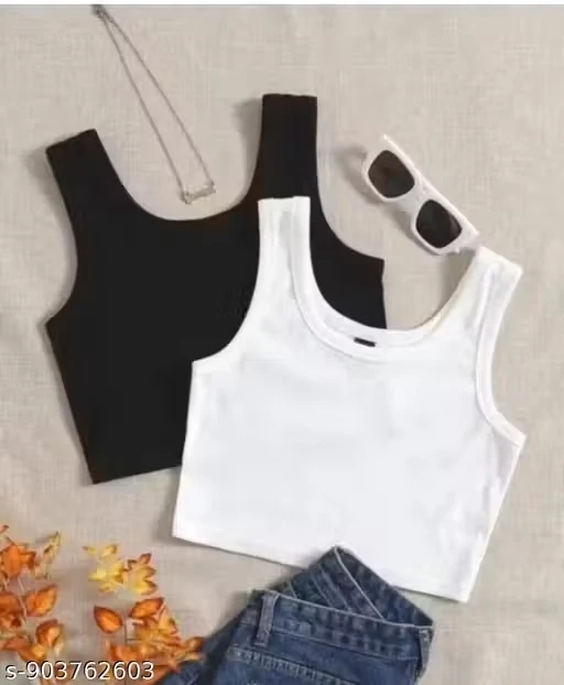 Women's Ribbed Front Cross Crop Top | Stylish Stretchable Rib Crop Top | White