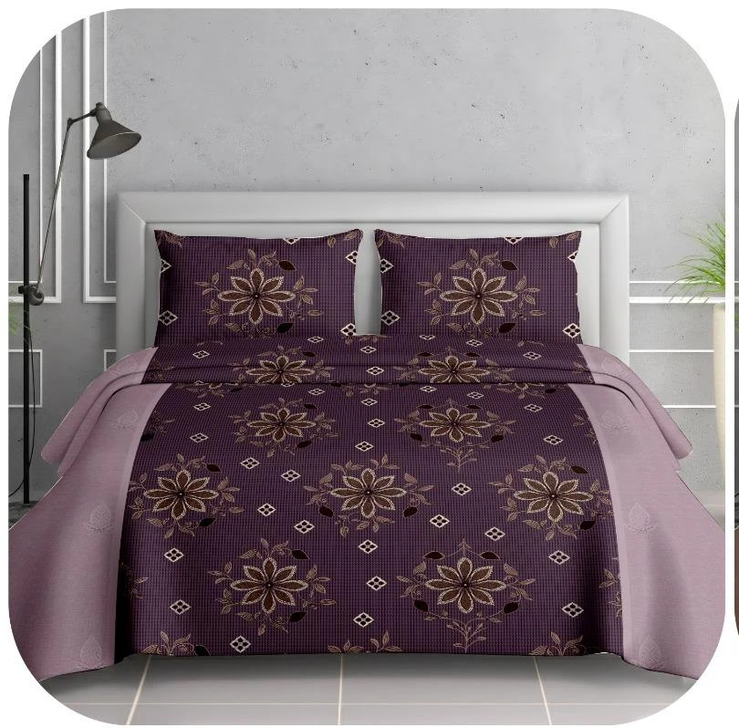 Purple Floral Printed Double Bedsheet with 2 Pillow Covers | Soft Microfiber King Size Bed Sheet | Elegant Home Bedding Set