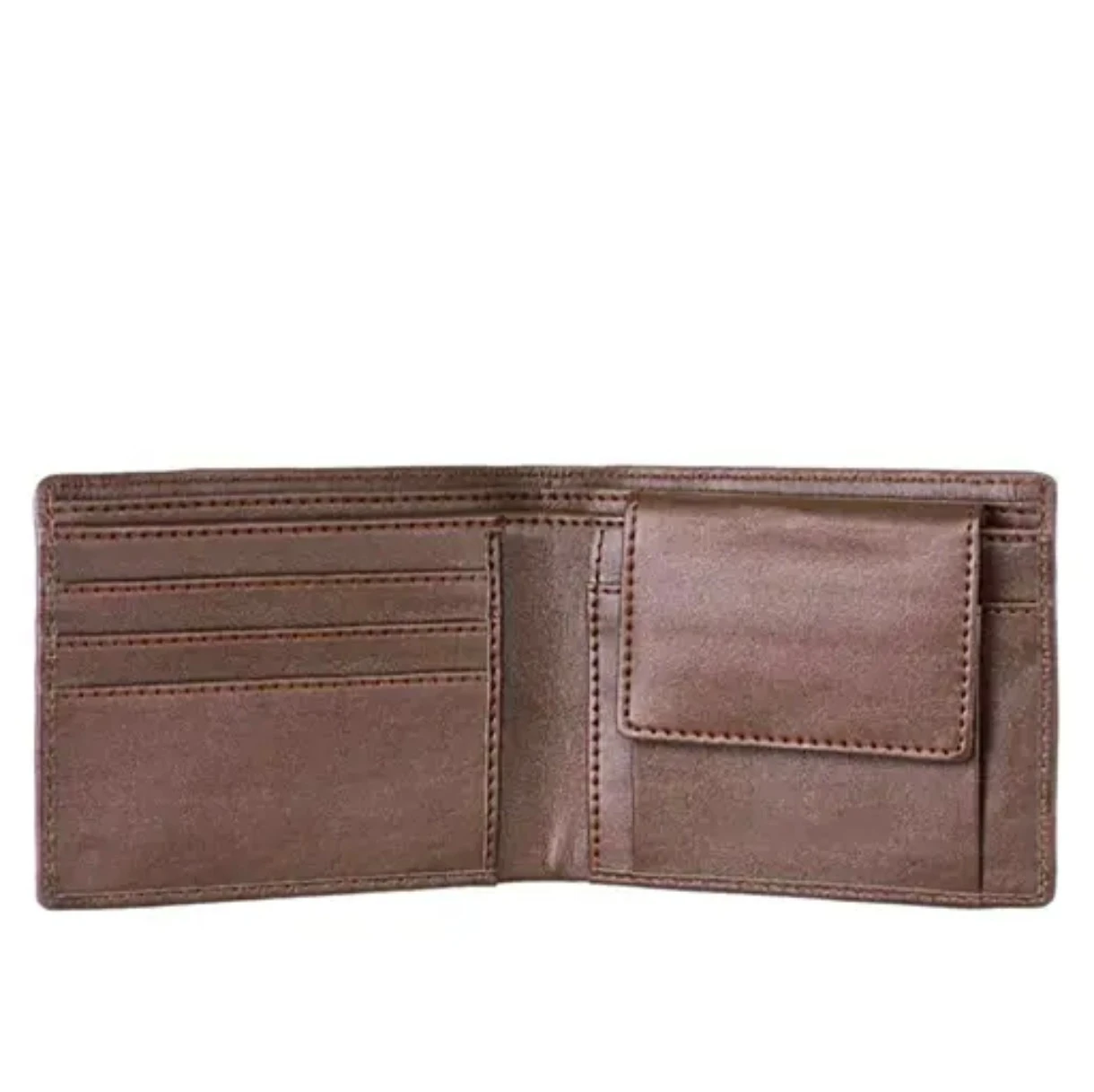 Men's Brown Leatherette Wallet | Bi-Fold Wallet with Coin Pocket, Card Slots & Cash Compartment