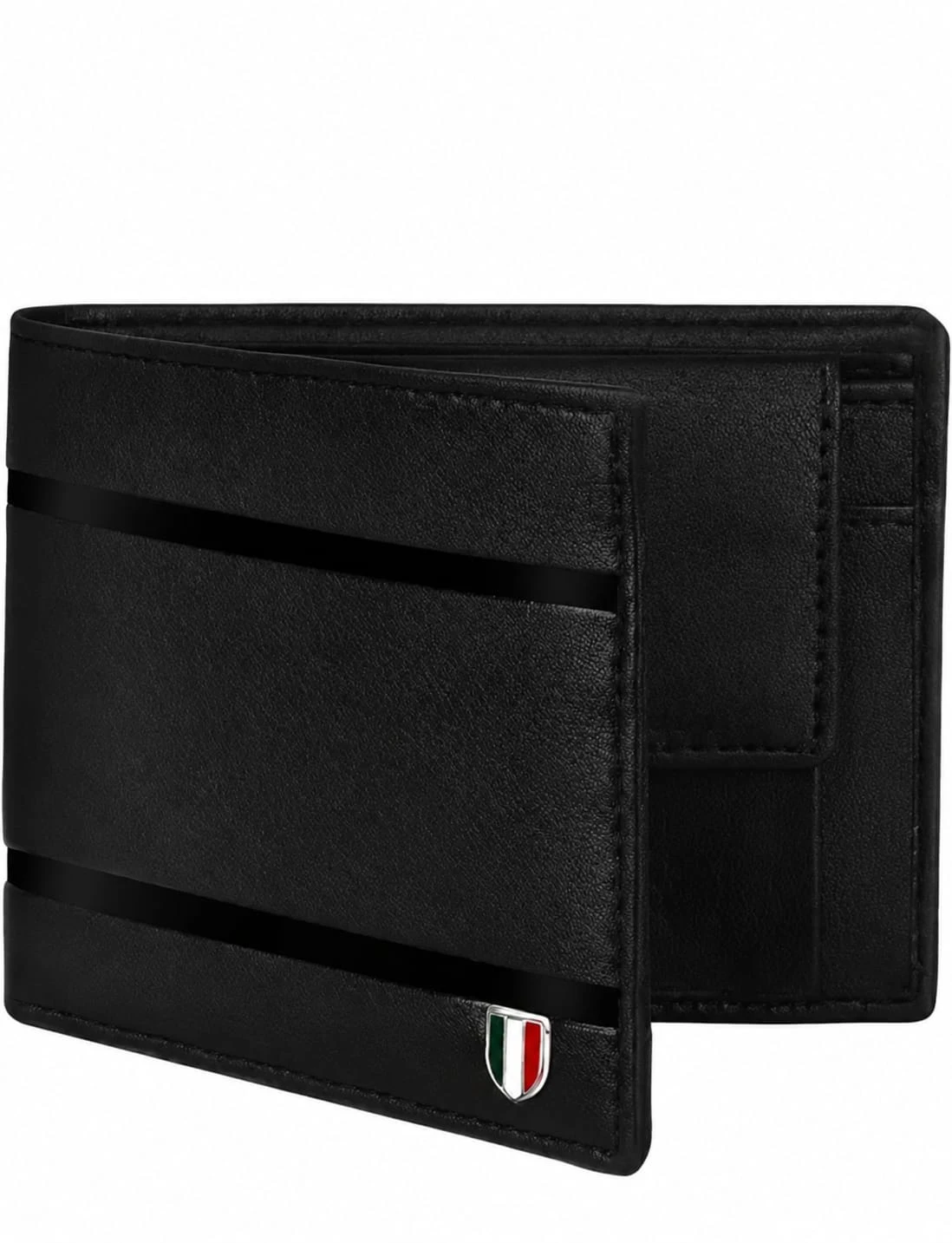 Men's Black Leatherette Bi-Fold Wallet | Slim Wallet with Card Slots & Cash Compartment