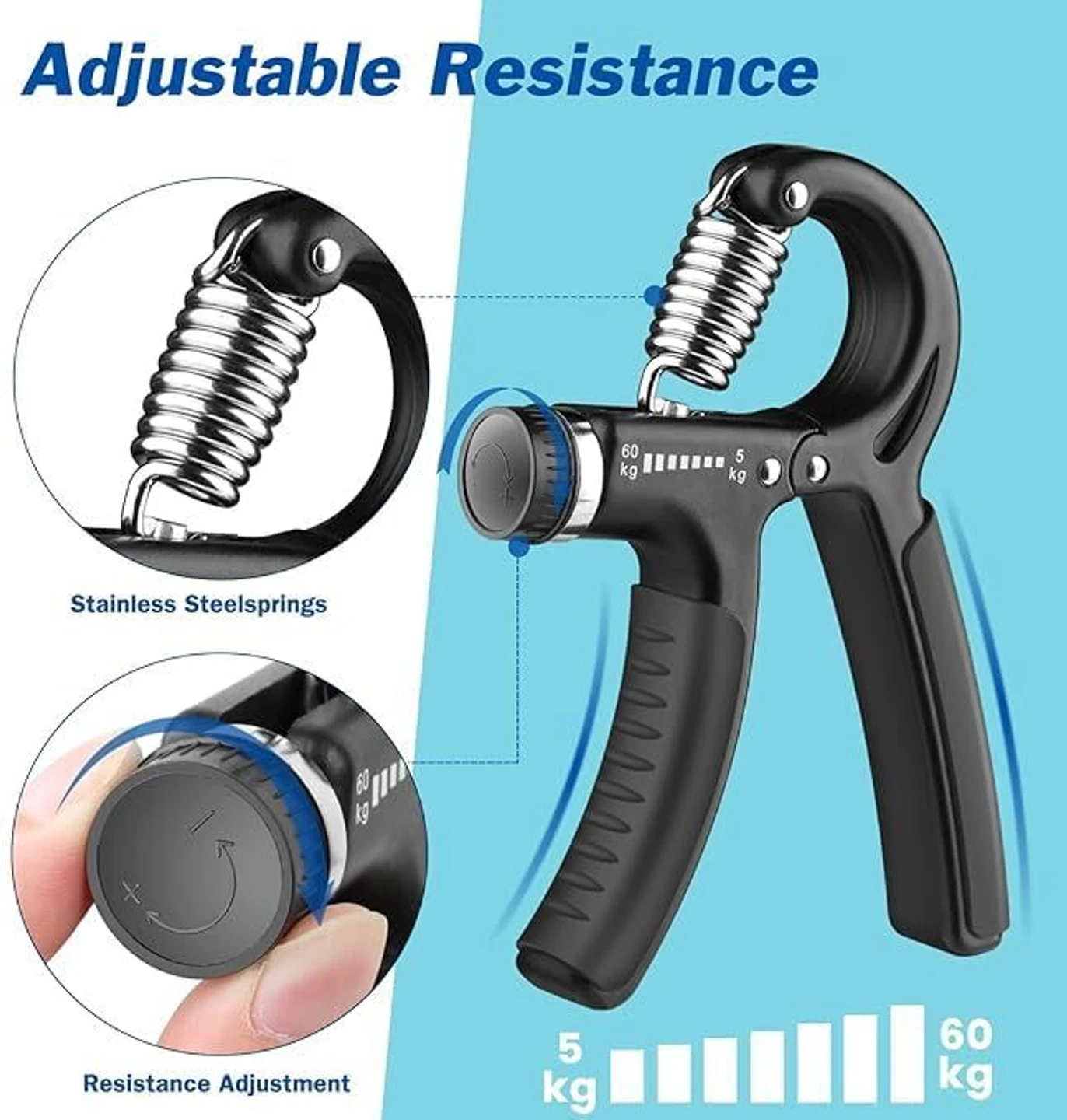 FIT TOY Hand Exercise Equipment to Use in Home for Forearm Exercise, Finger Exercise Hand Grip/Fitness Grip (Blue)