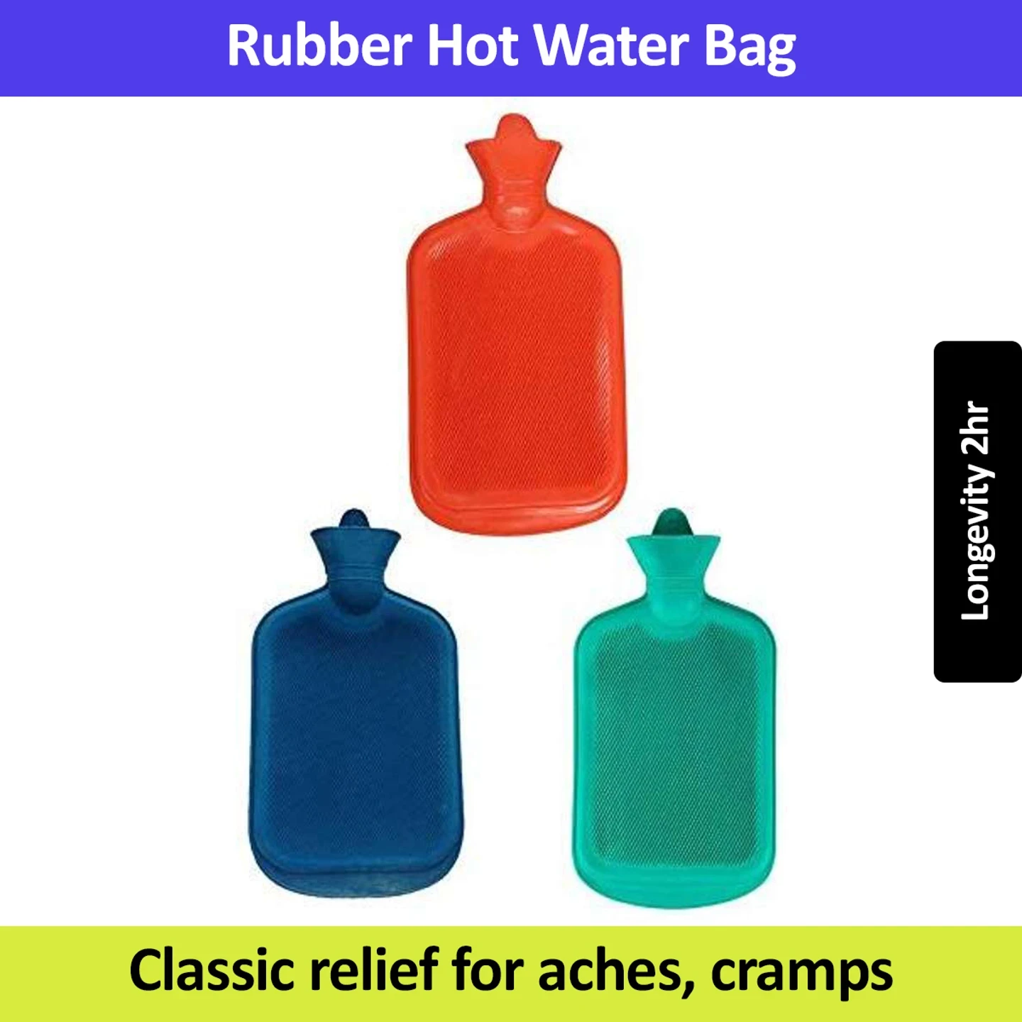 madan Rubber Hot/Warm Water Bag Therapy for Pain Relief & Massager 1 PC COPY 737 NON-ELECTRIC 1 L Hot Water Bag (MULTICOLOR)