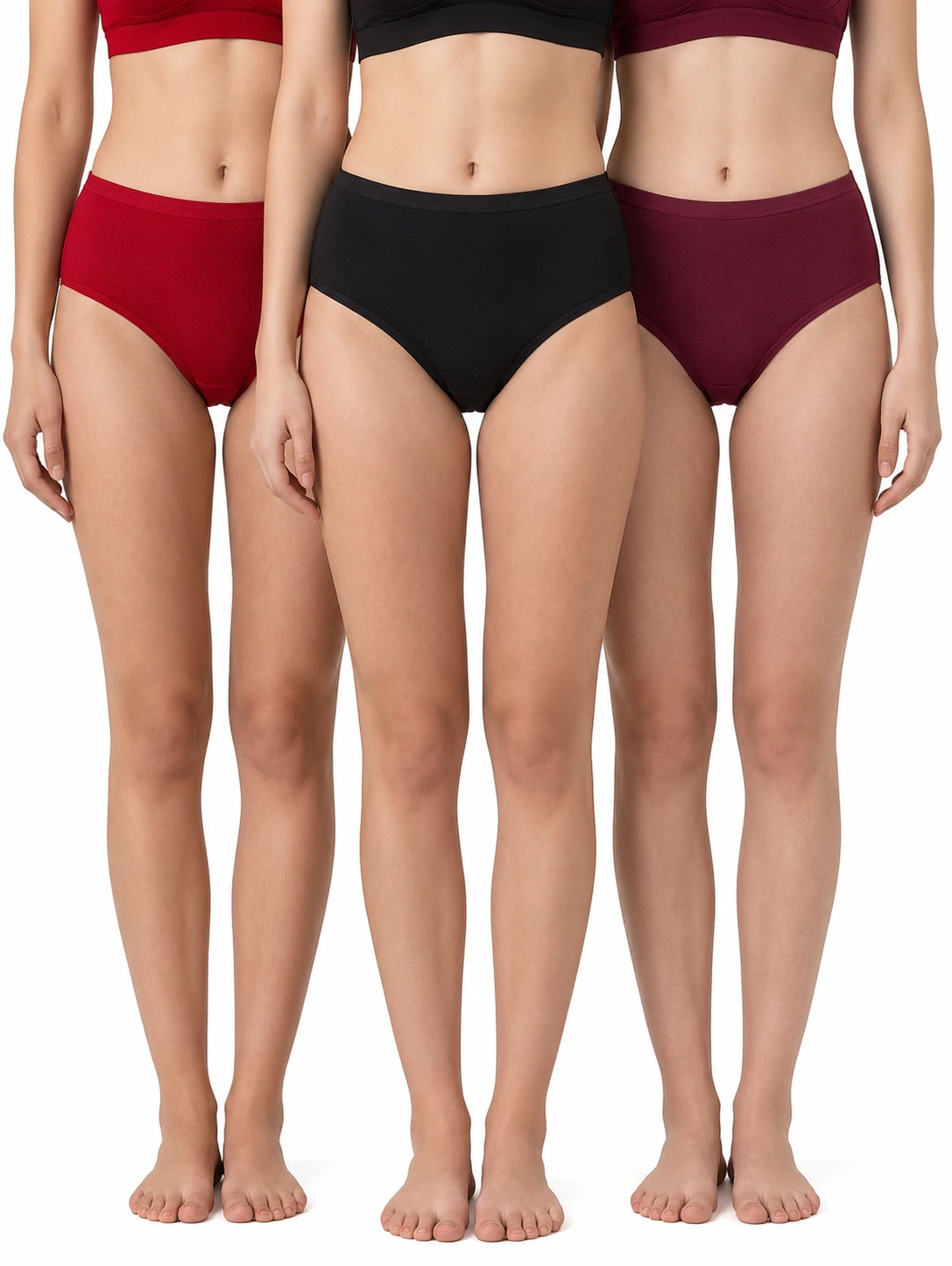 women Panty Set Black,Red and Maroon