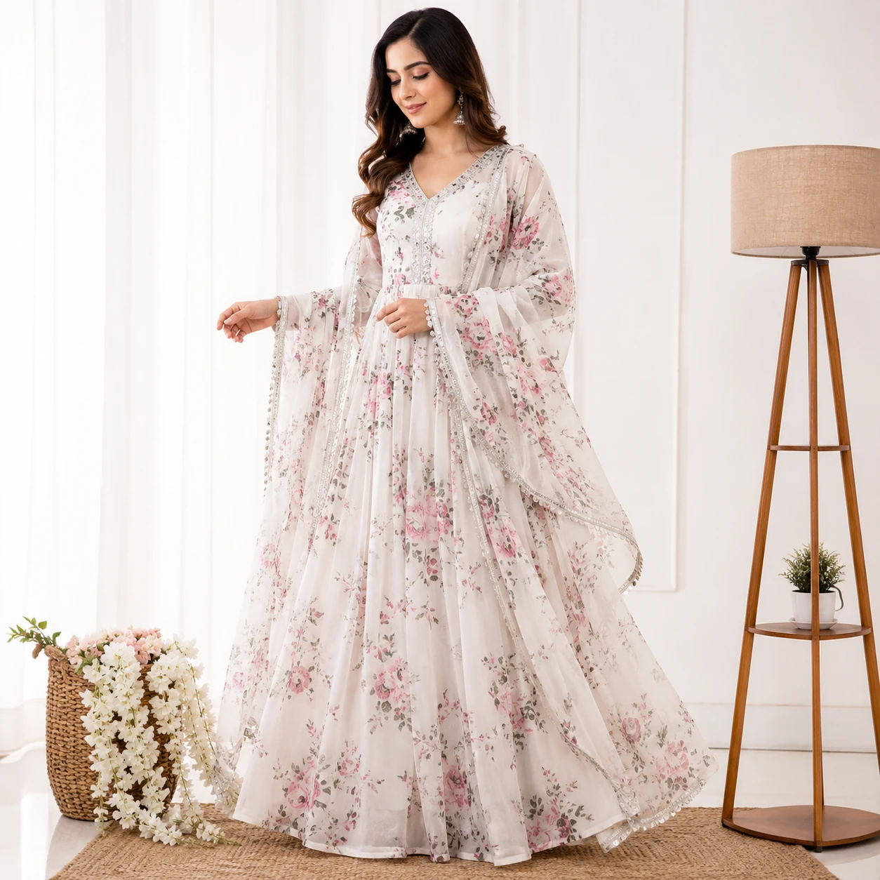 New design Gown kurti with dupatta set