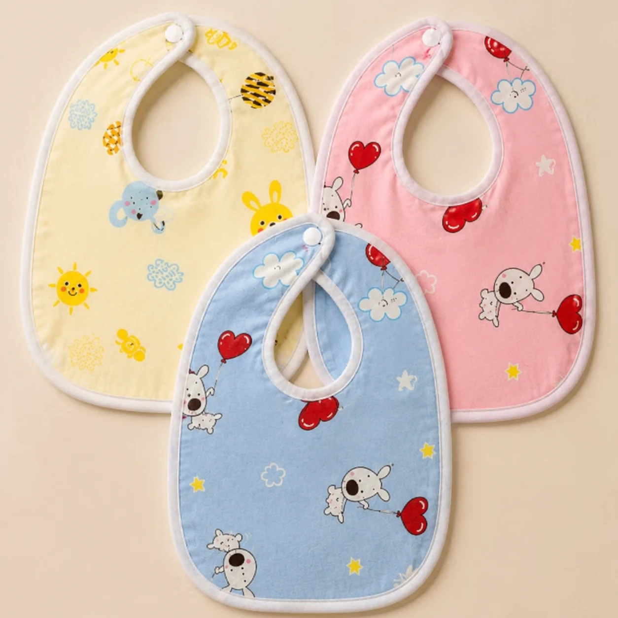 Baby Printed Feeding Bib Set Pack of 3 | Waterproof Feeding Apron | Soft Baby Bibs | Infant Meal Time Necessary | Cartoon Print Bib Combo | Adjustable Neck Closure |