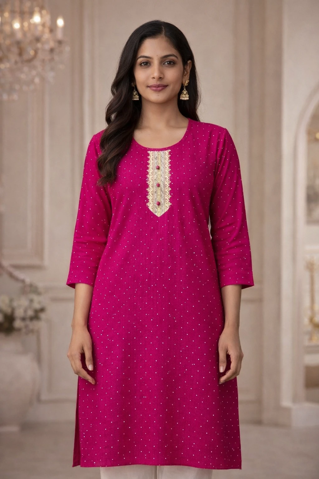 ROYAL PINK EMBROIDED KURTI