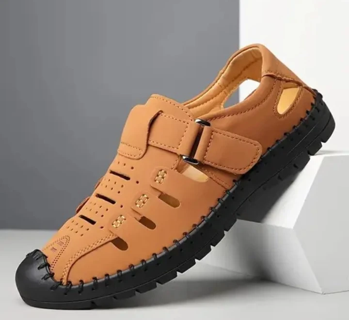 BK-5 Tan Roman Sandals for Men | Comfortable Casual Outdoor Slip-On Sandals