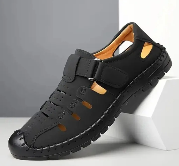 BK-5 Black Roman Sandals for Men | Comfortable Casual Outdoor Walking Sandals