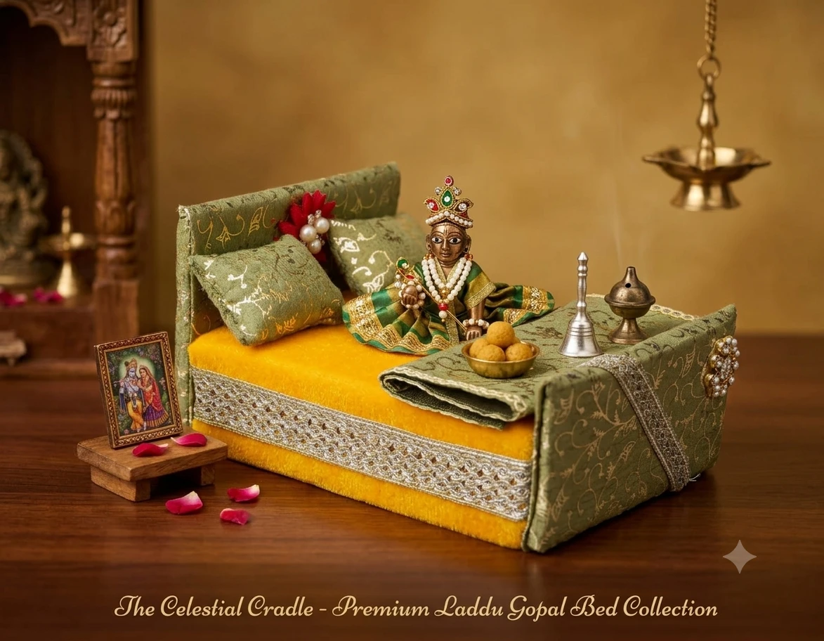 RDH Enterprises  Thakur ji bed ,Laddu Gopal ji Bed With Printed Blanket Usable 0 to 3 no