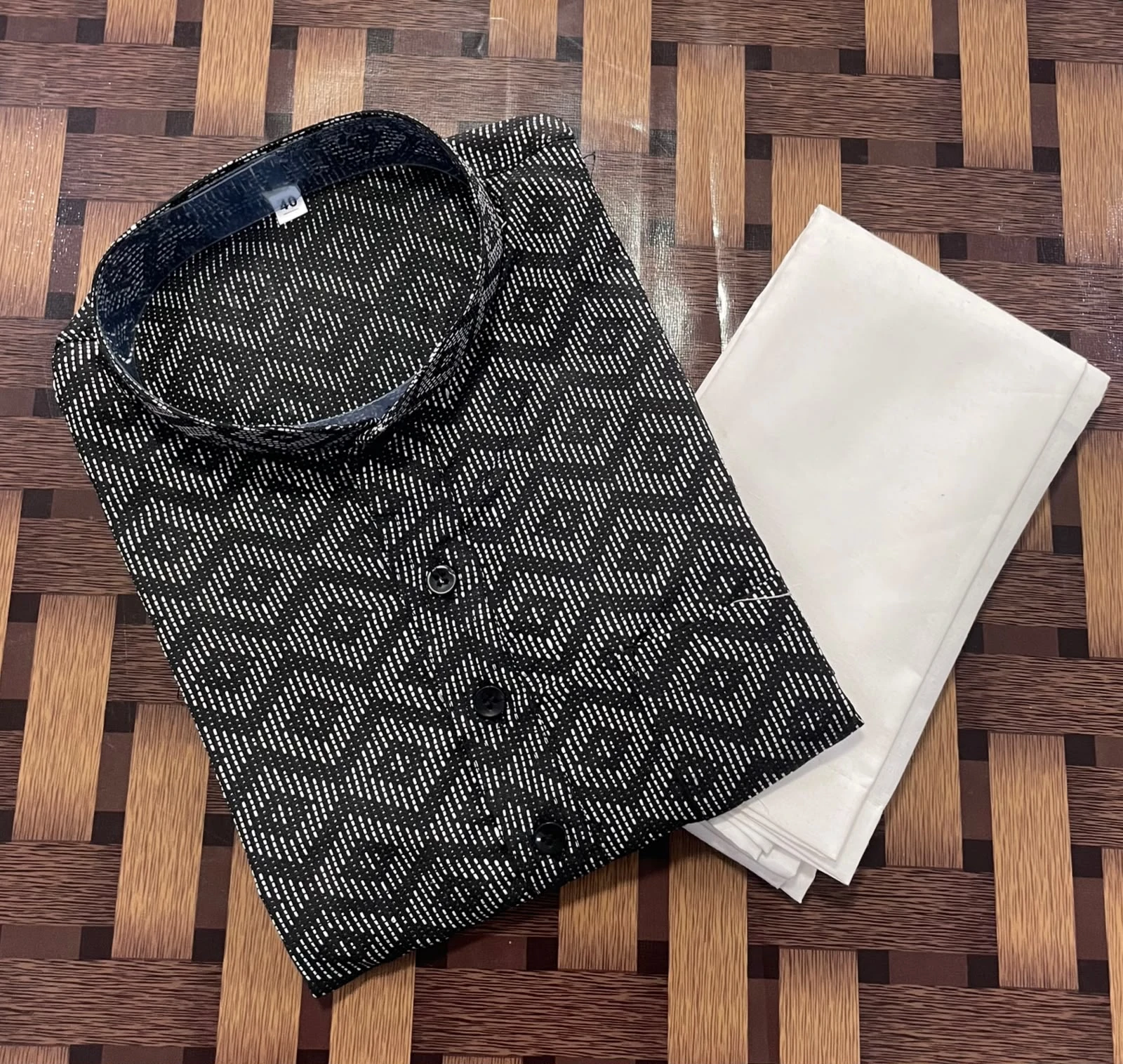 Men's Cotton Kurta Pajama Set | Traditional Black Kurta with White Pajama for Wedding & Festival Wear