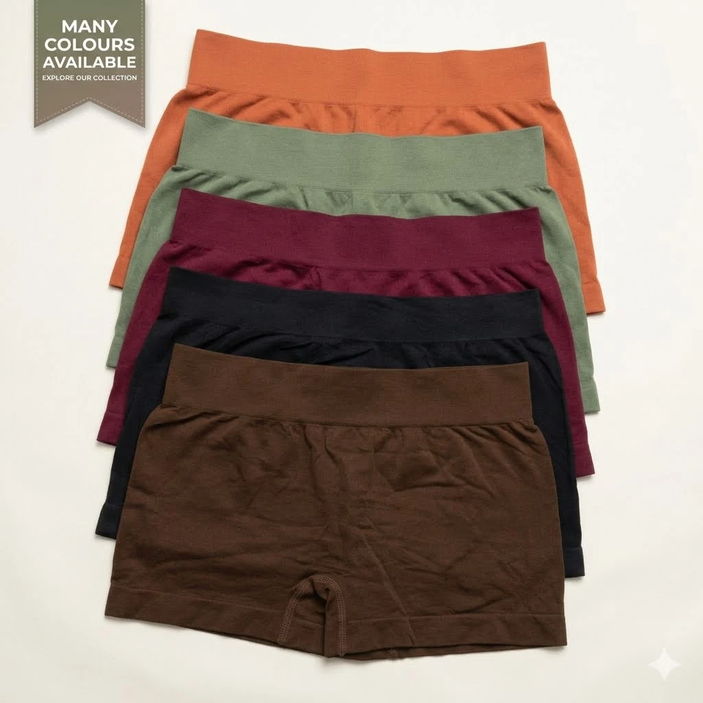 Women's Seamless Boy Shorts Panty | Soft Stretch Mid Waist Boxer Briefs (Assorted Colors)